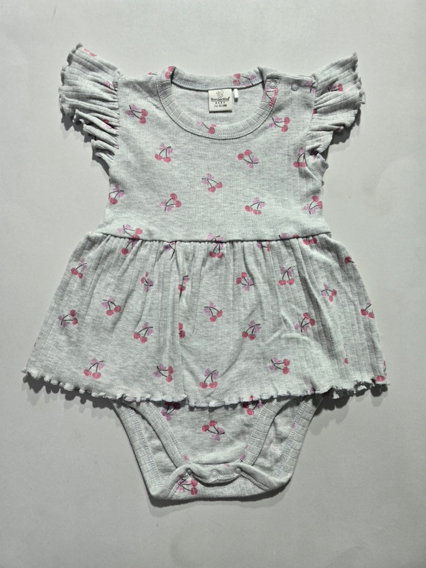 Baby's frock rompers - grey plum
