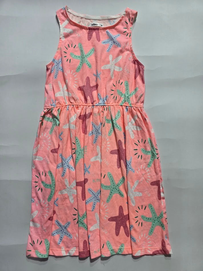 Girl's LS frock - pink creature