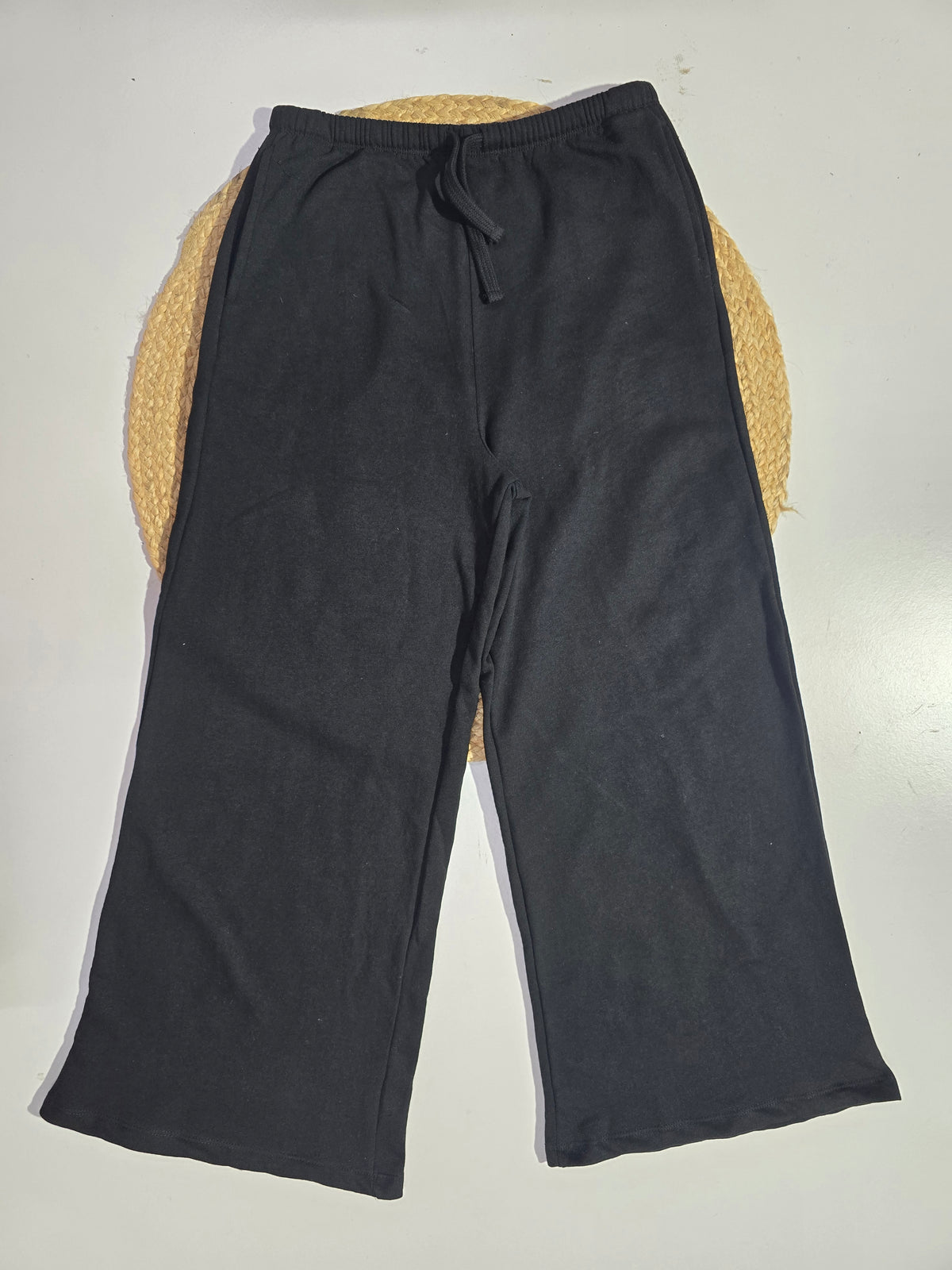 girl's loop knit palazzo pant - black