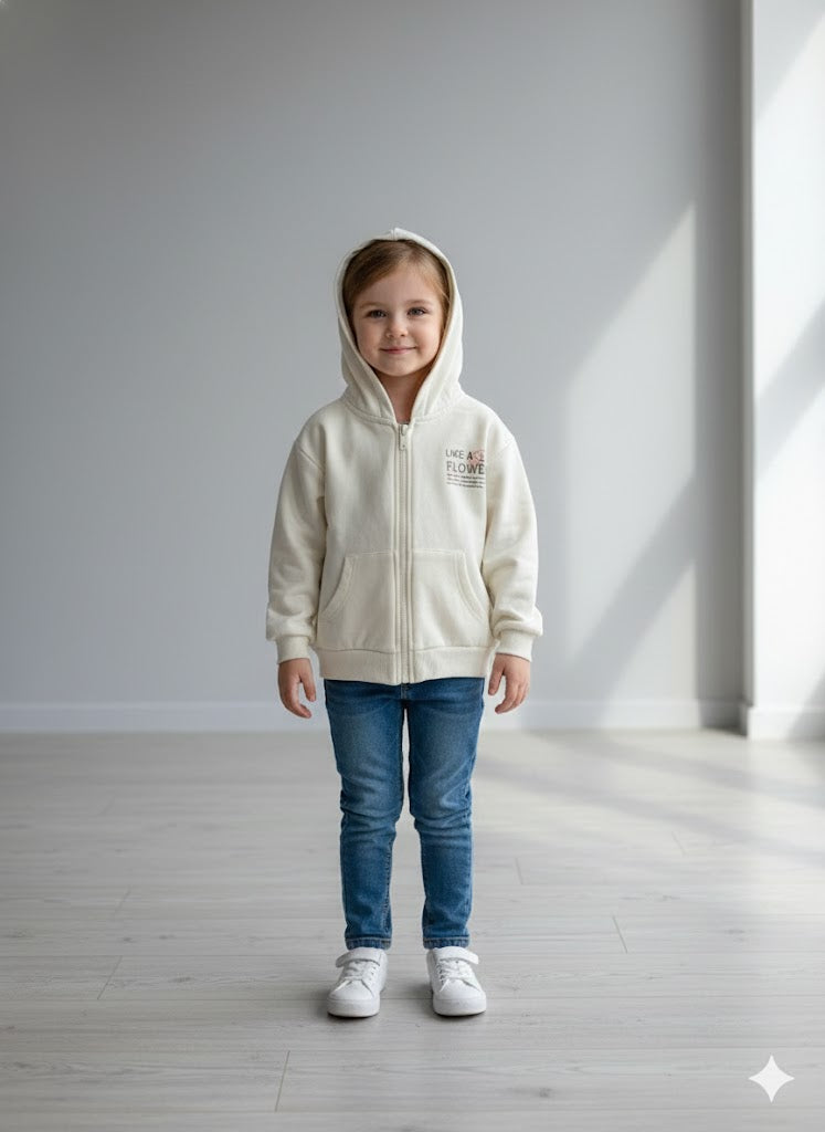 Girl's loop knit zipper hoodie