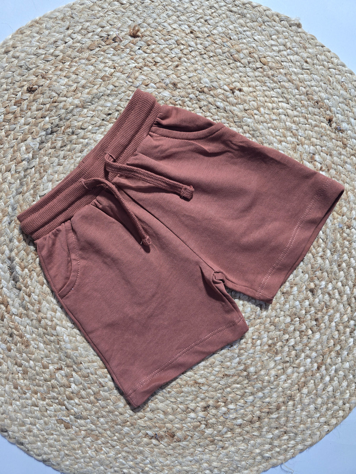 Baby's loop knit shorts - terracota
