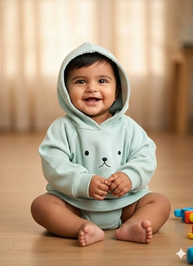 Baby's loop knit Hoodie - pastel green