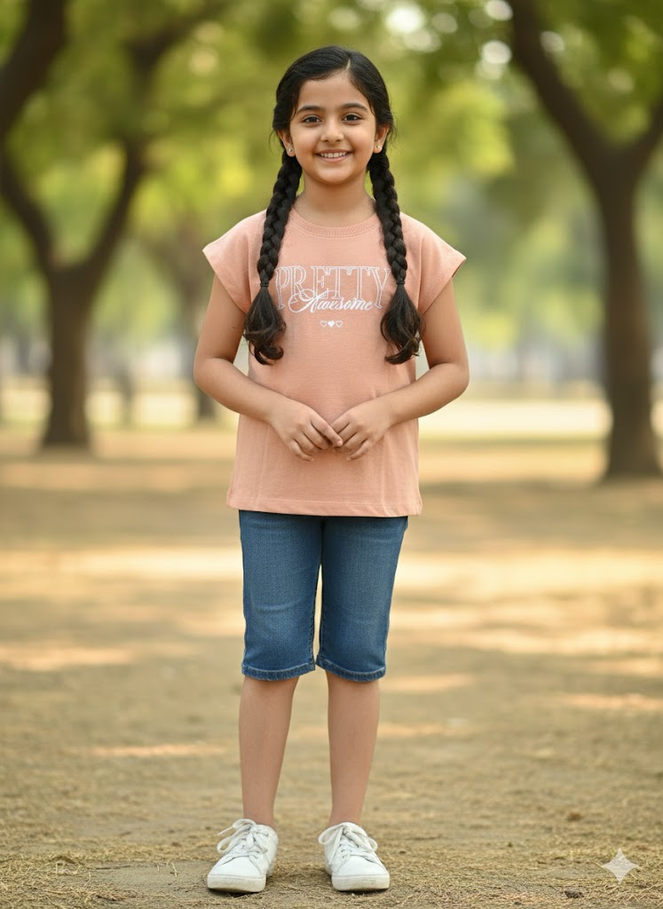 Girl's Cap sleeve t-shirt (Loopknit )