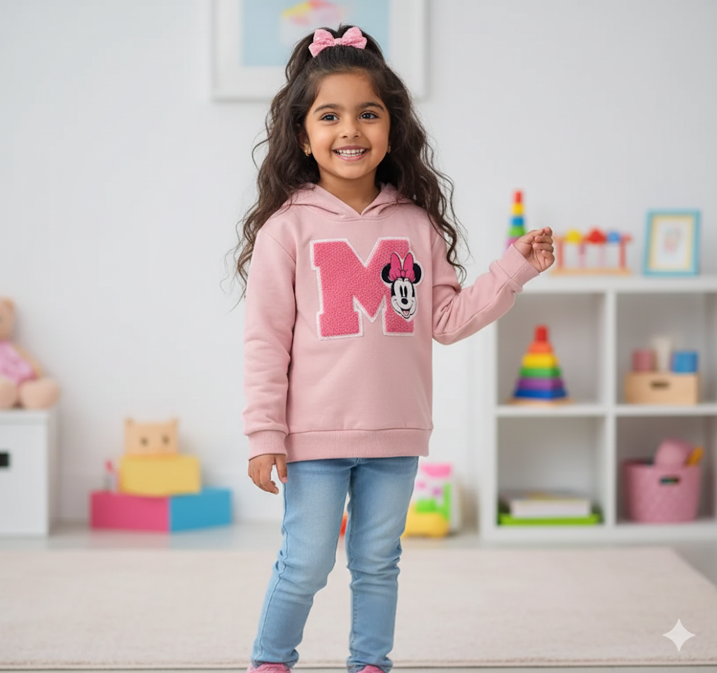 Girl's loop knit hoodie