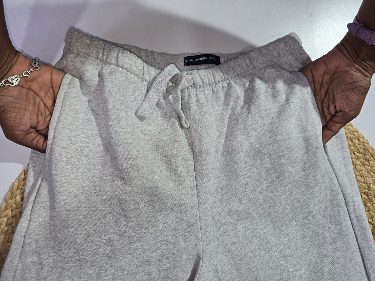 Girl's loop knit palazzo pant - light grey