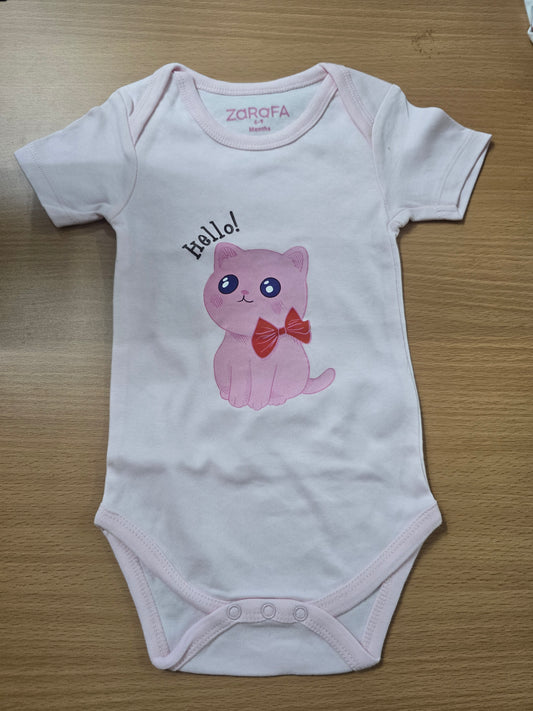Baby's rompers - pink cat