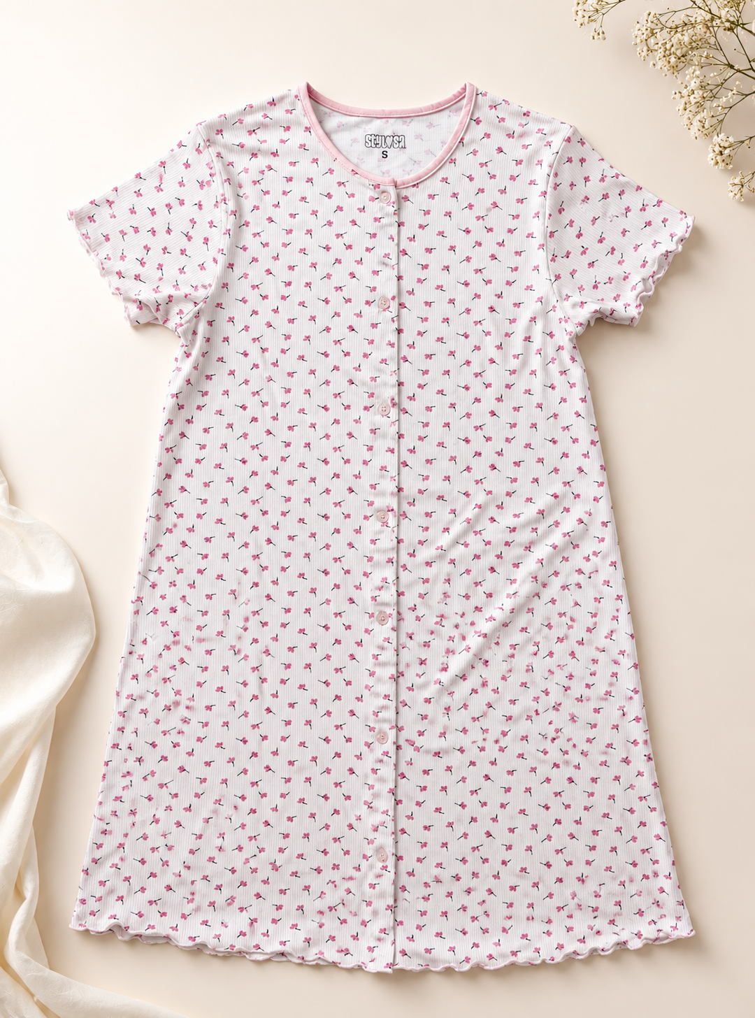 Women's long polo - pink blossom