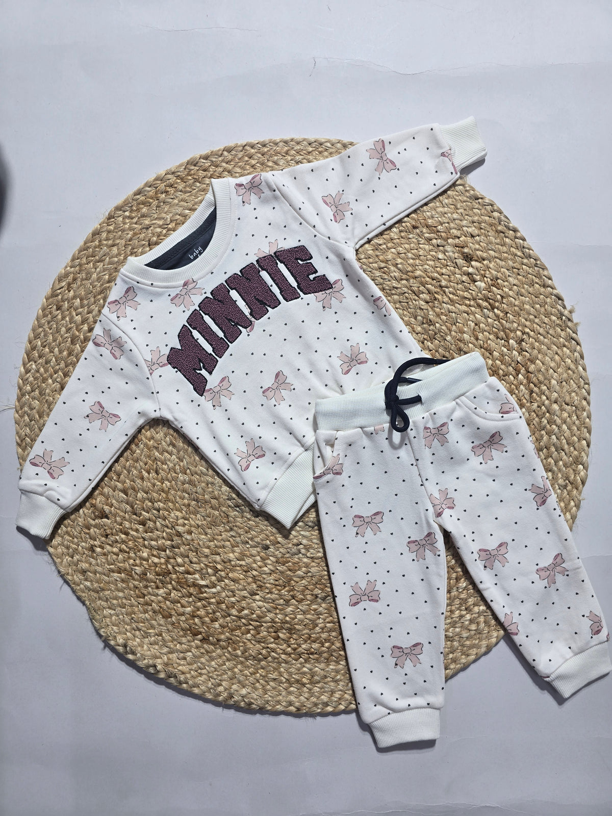 Baby's co-ord Pant Set – pink bow minnie