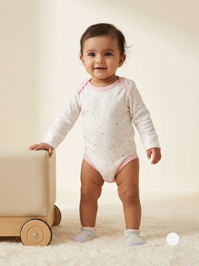 Baby's FS rompers - Pink Dots
