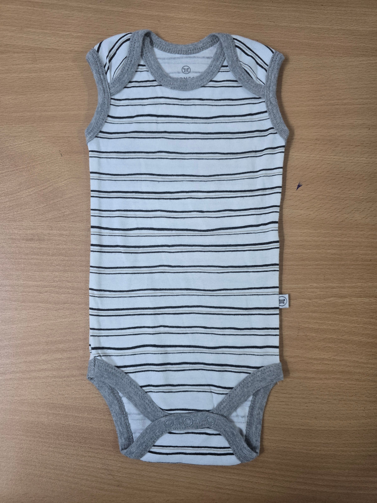 Baby's LS rompers - Black and White striped