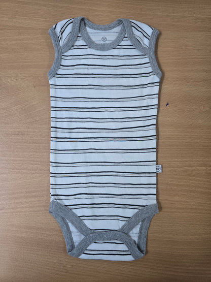 Baby's LS rompers - Black and White striped