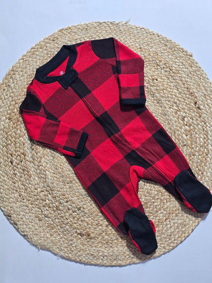 Baby's FS jumpsuit with shoe - red black checked