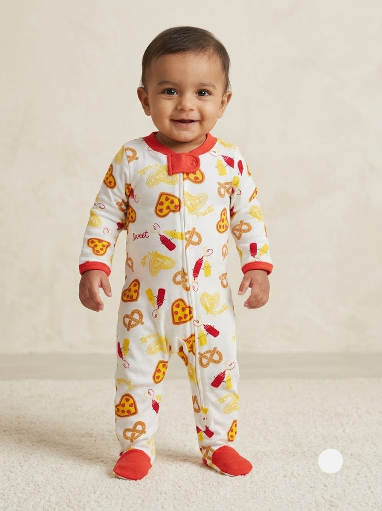 Baby's FS jumpsuit with shoe - Yellow hearts