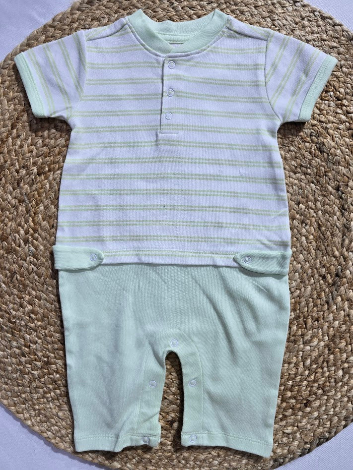 Baby's half jumpsuit - green stripes