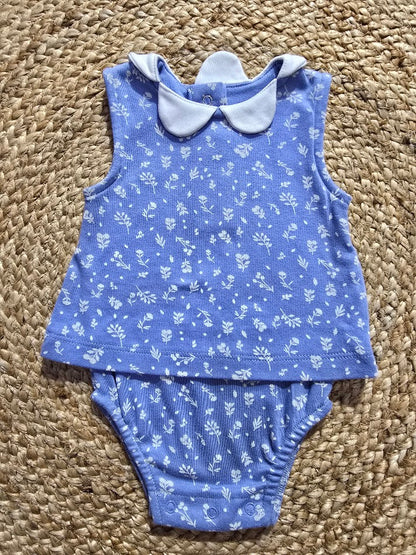 Baby's rompers - blue blossom