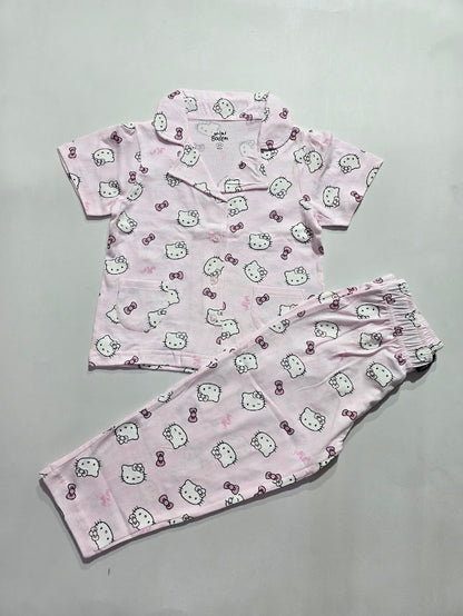 Girl's premium front open collar night suit