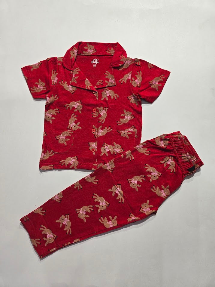 Girl's premium front open collar night suit