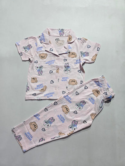 Girl's premium front open collar night suit