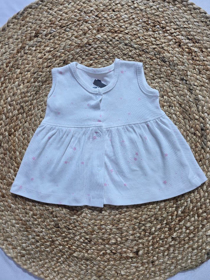 Baby's LS full open frock - pink star