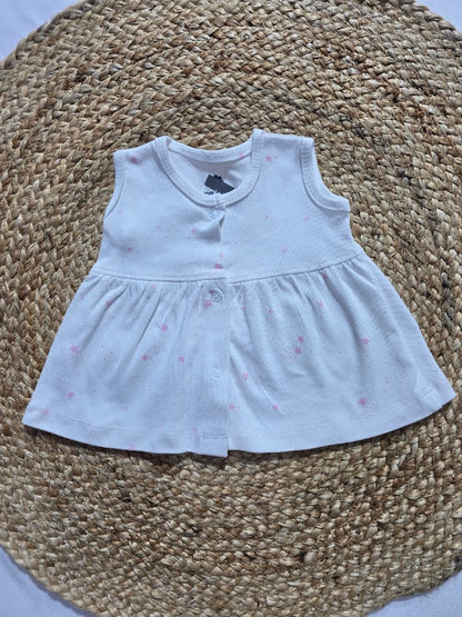 Baby's LS full open frock - pink star