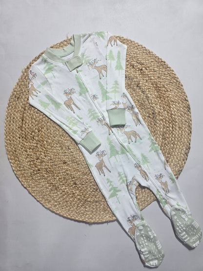 Baby's FS jumpsuit with shoe - Deer and Trees