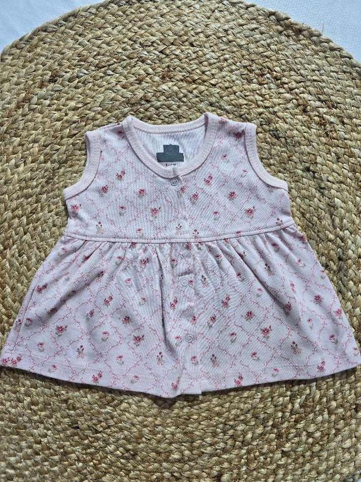 Baby's LS full open frock - cross pink