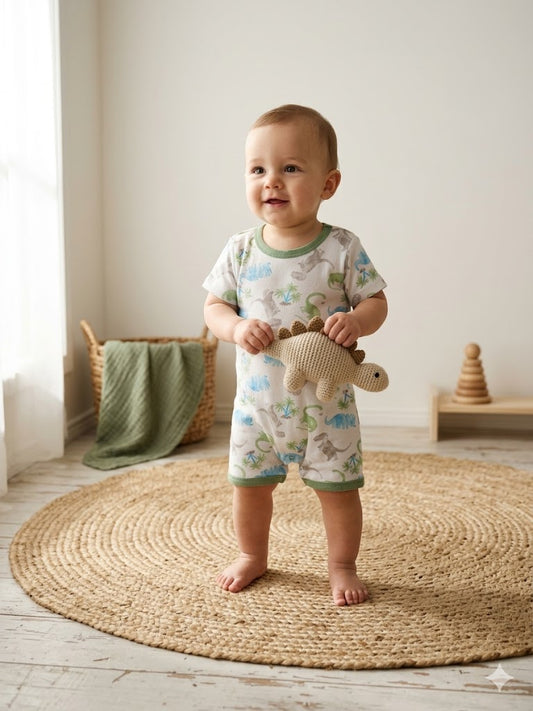 Baby's half jumpsuit - blue dino