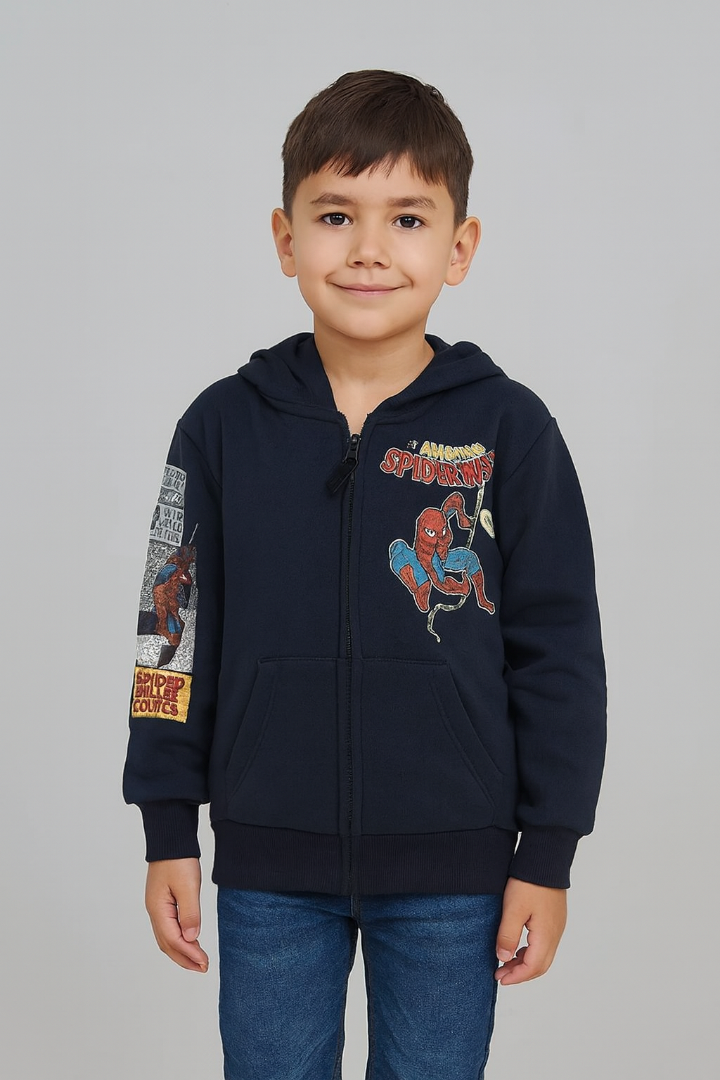Boy's loop knit hoody zipper