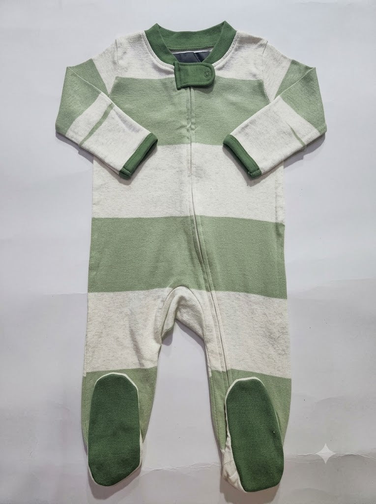 Baby's FS jumpsuit with shoe - Green striped