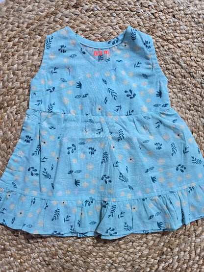 Baby's LS frock - blue
