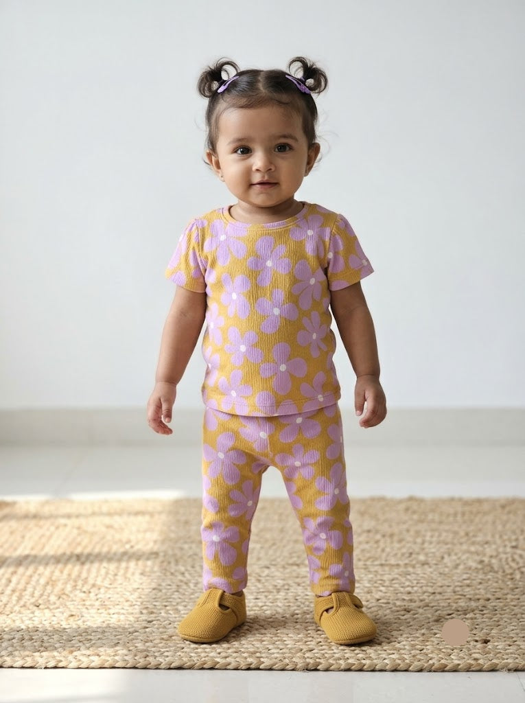 Baby girl's pant set - lavyel buds