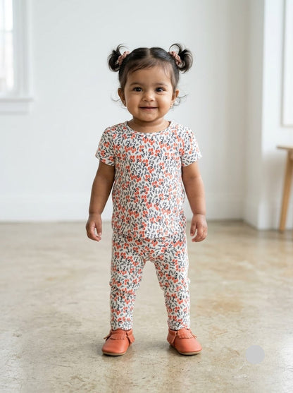 Baby girl's pant set - red buds