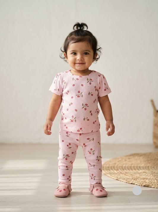 Baby girl's pant set - strawberry
