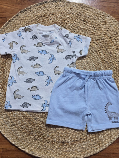 Baby's shorts set - White blue dino