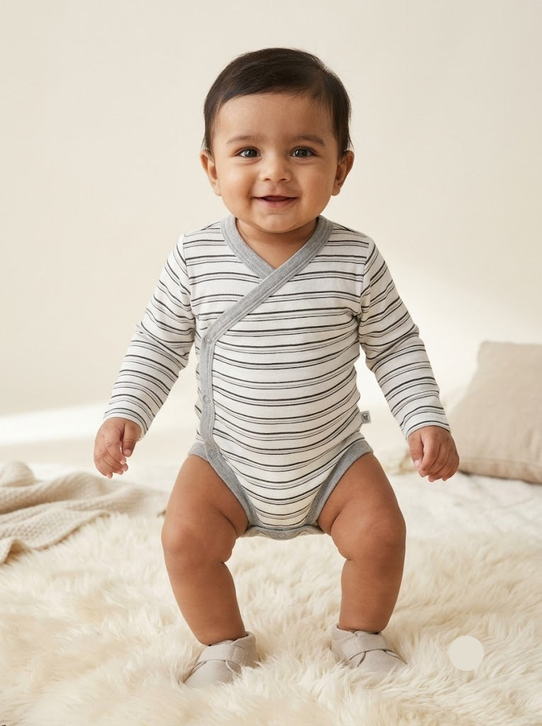 Baby's FS Court rompers - Black and White striped