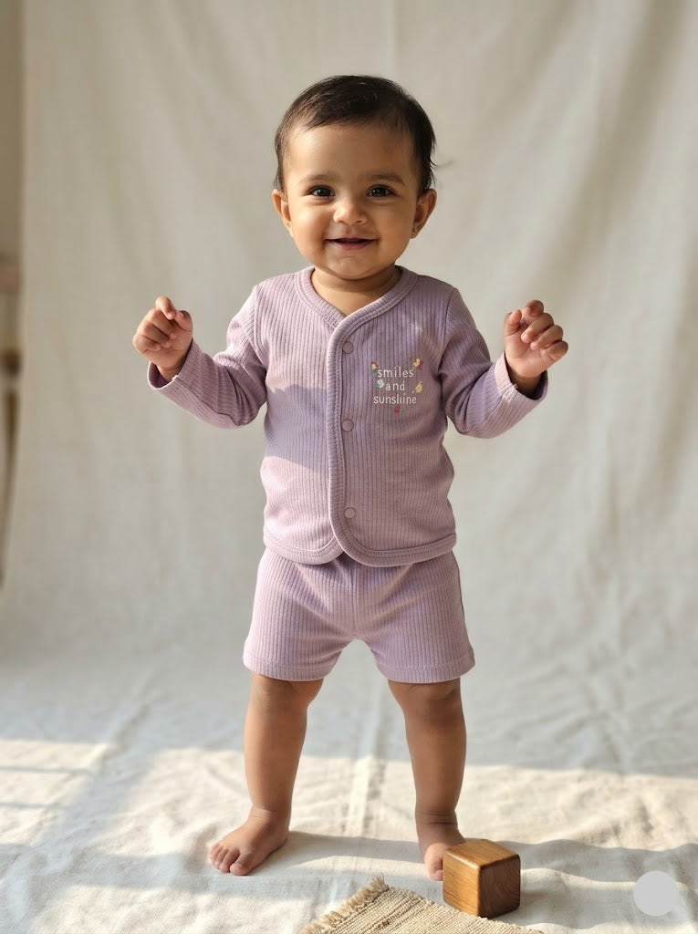 Baby's FS jablas shorts set - peach smile