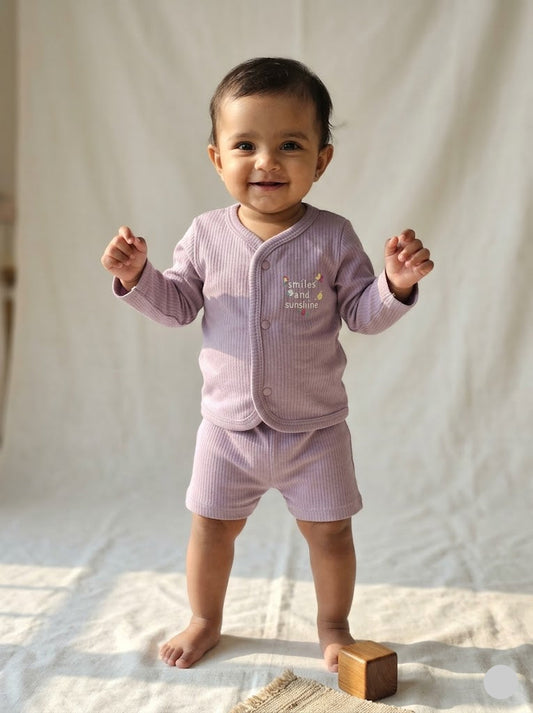 Baby's FS jablas shorts set - peach smile