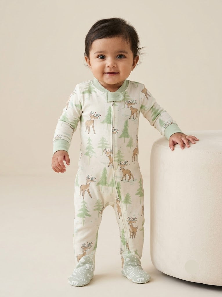 Baby's FS jumpsuit with shoe - Deer and Trees