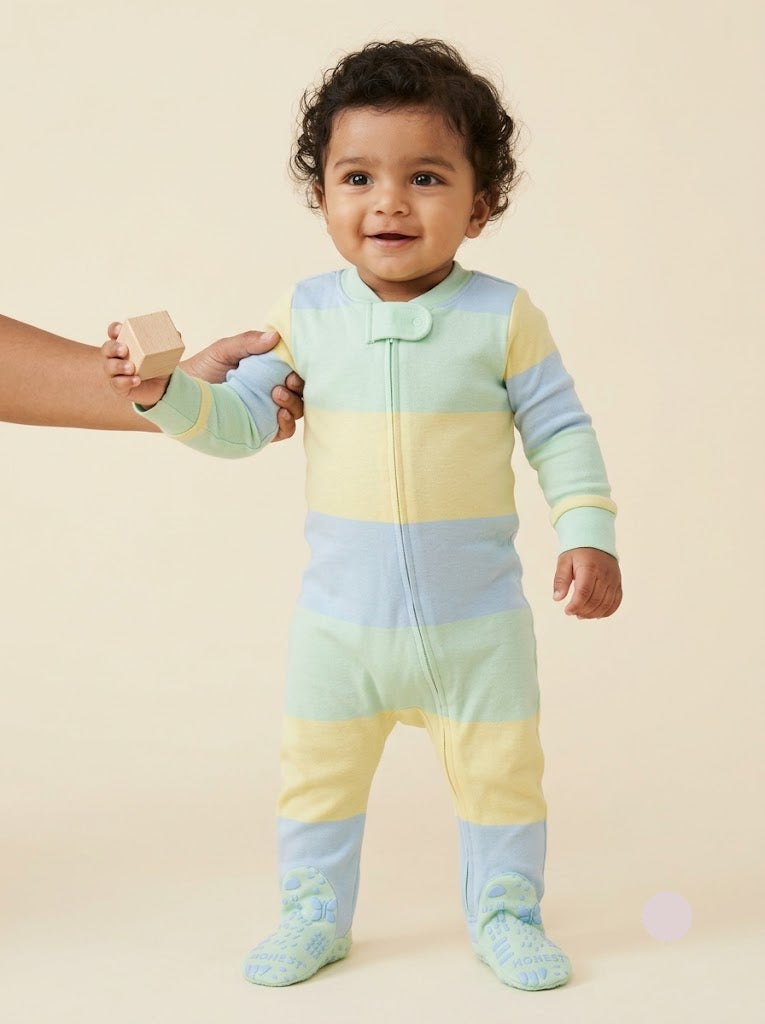 Baby's FS jumpsuit with shoe - gby stripes