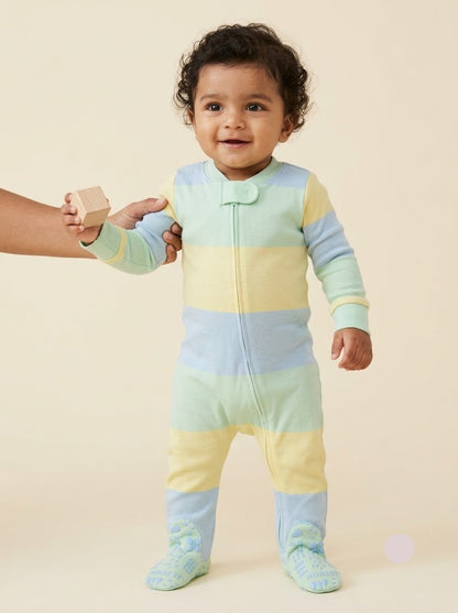 Baby's FS jumpsuit with shoe - gby stripes