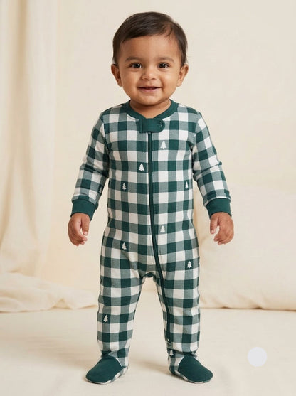 Baby's FS jumpsuit with shoe - green checks