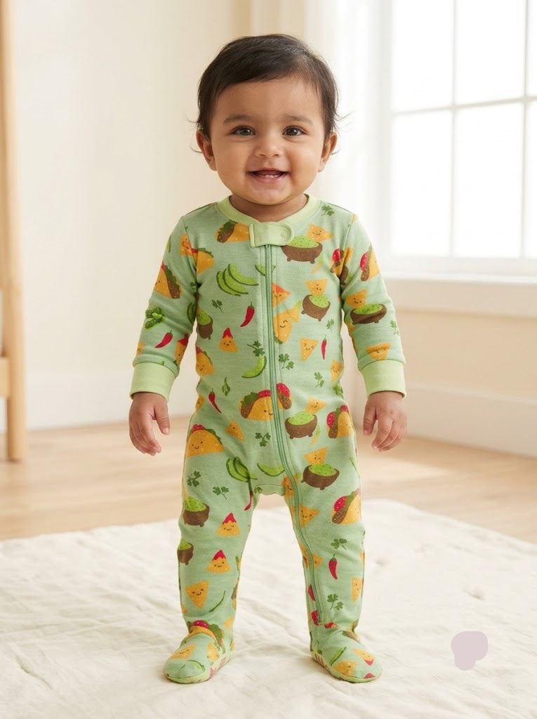 Baby's FS jumpsuit with shoe - green fruits