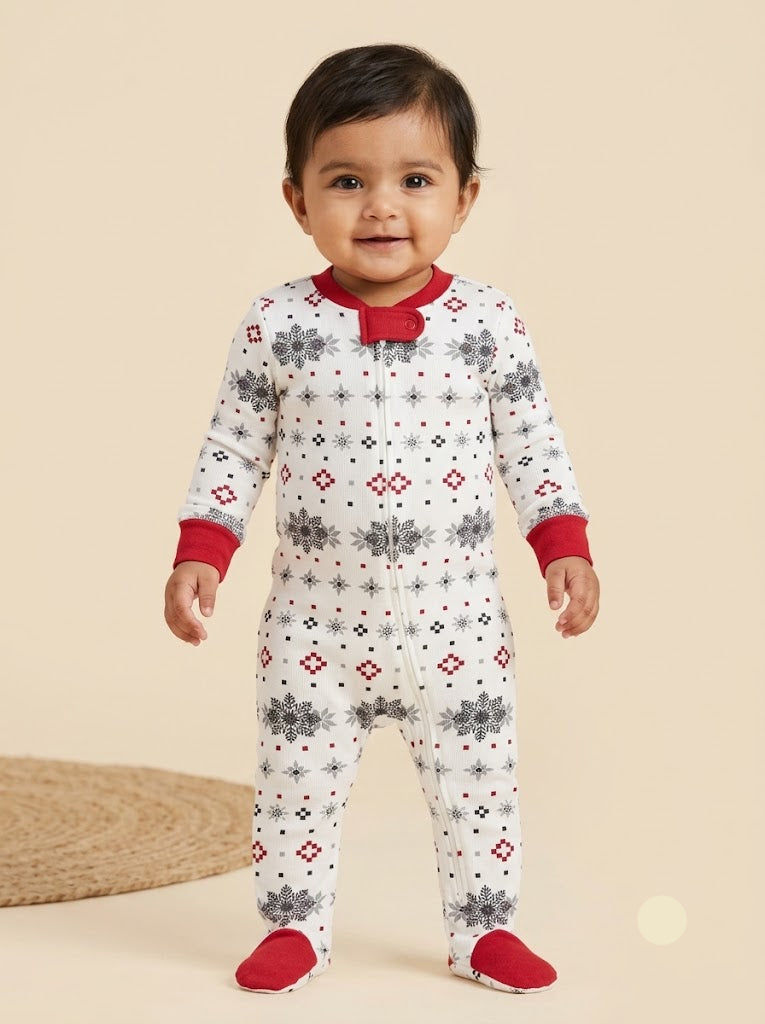 Baby's FS jumpsuit with shoe - grey snow flower