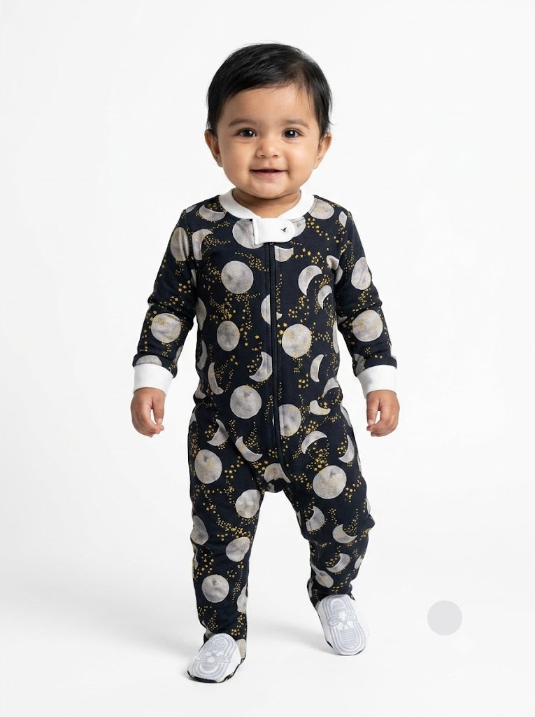 Baby's FS jumpsuit with shoe - moons