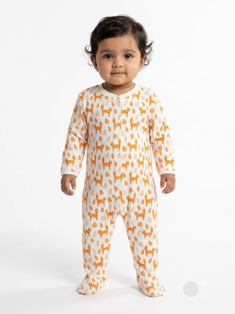 Baby's FS jumpsuit with shoe - orange fox