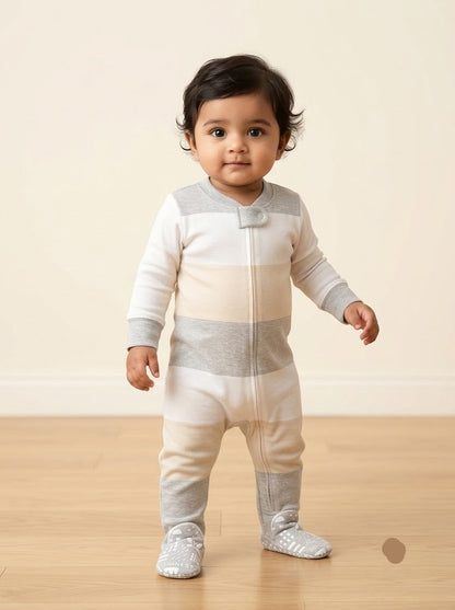Baby's FS jumpsuit with shoe - sandle stripes