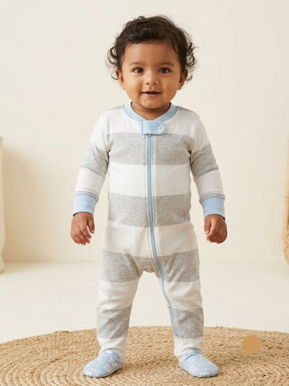 Baby's FS jumpsuit with shoe - skyblue stripes