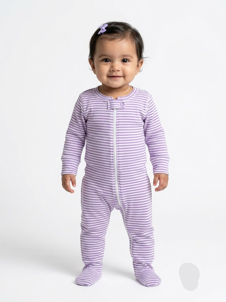 Baby's FS jumpsuit with shoe - stripe purple