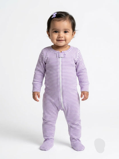 Baby's FS jumpsuit with shoe - stripe purple