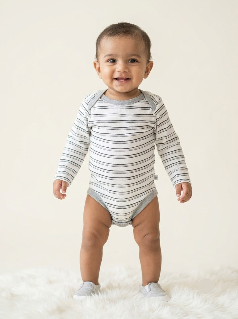 Baby's FS rompers - Black and White striped